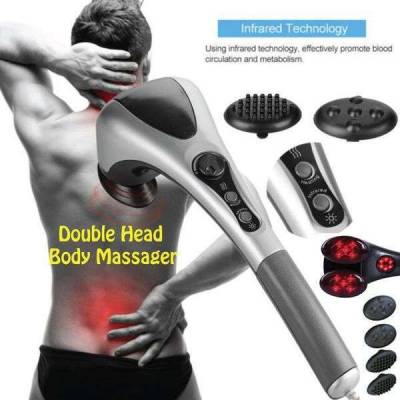 Double Head Full Body Massager Machine Variable Speed Far Infrared Handheld Body Massager Hammer